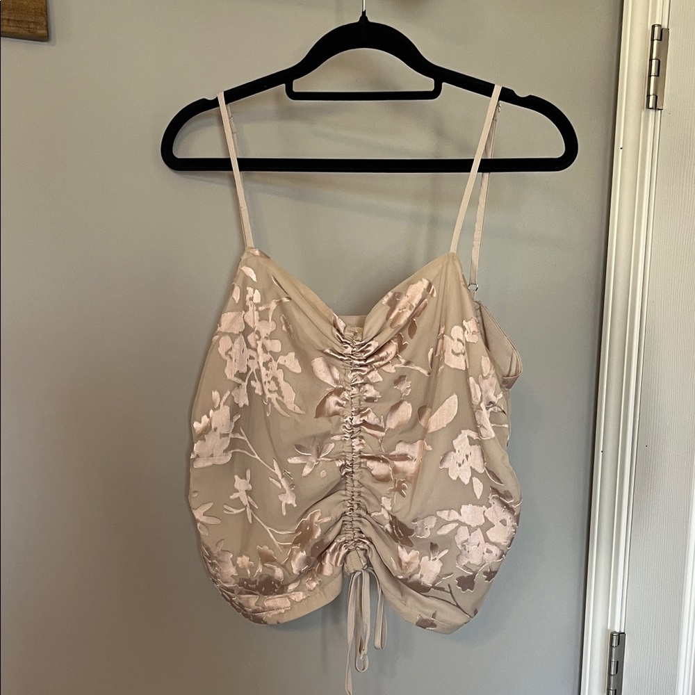 By Together Blush Floral Ruched Satin Cami